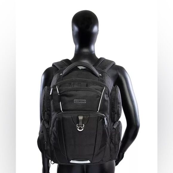 Perry Ellis Black 350 Laptop Backpack- Black travel bag, business bag $160 bag - Picture 5 of 16